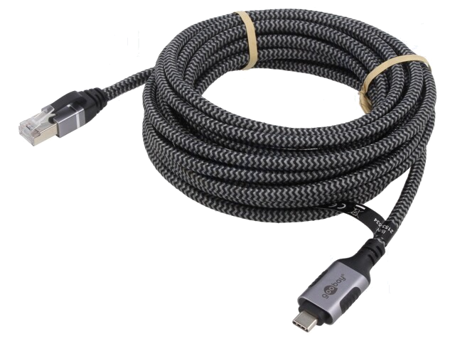 Kabel; USB 3.1; RJ45-stekker,USB-C-stekker; vernikkeld; 5m; 1Gbps Kabel; USB 3.1; RJ45-stekker,USB-C-stekker; vernikkeld; 5m; 1Gbps